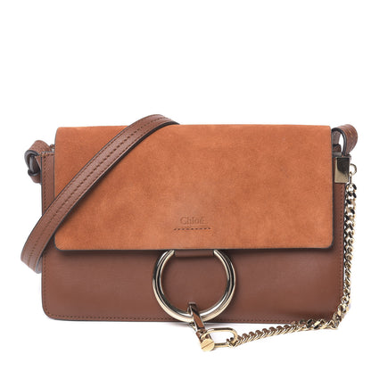 Chloe Suede Calfskin Small Faye Shoulder Bag Tobacco 1 of 12