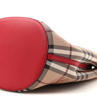 Burberry Haymarket Check Colours Small Lorne Bucket Crossbody Poppy Red 9 of 10