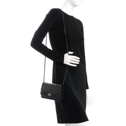Chanel Lambskin Quilted Boy Wallet On Chain WOC So Black 2 of 8