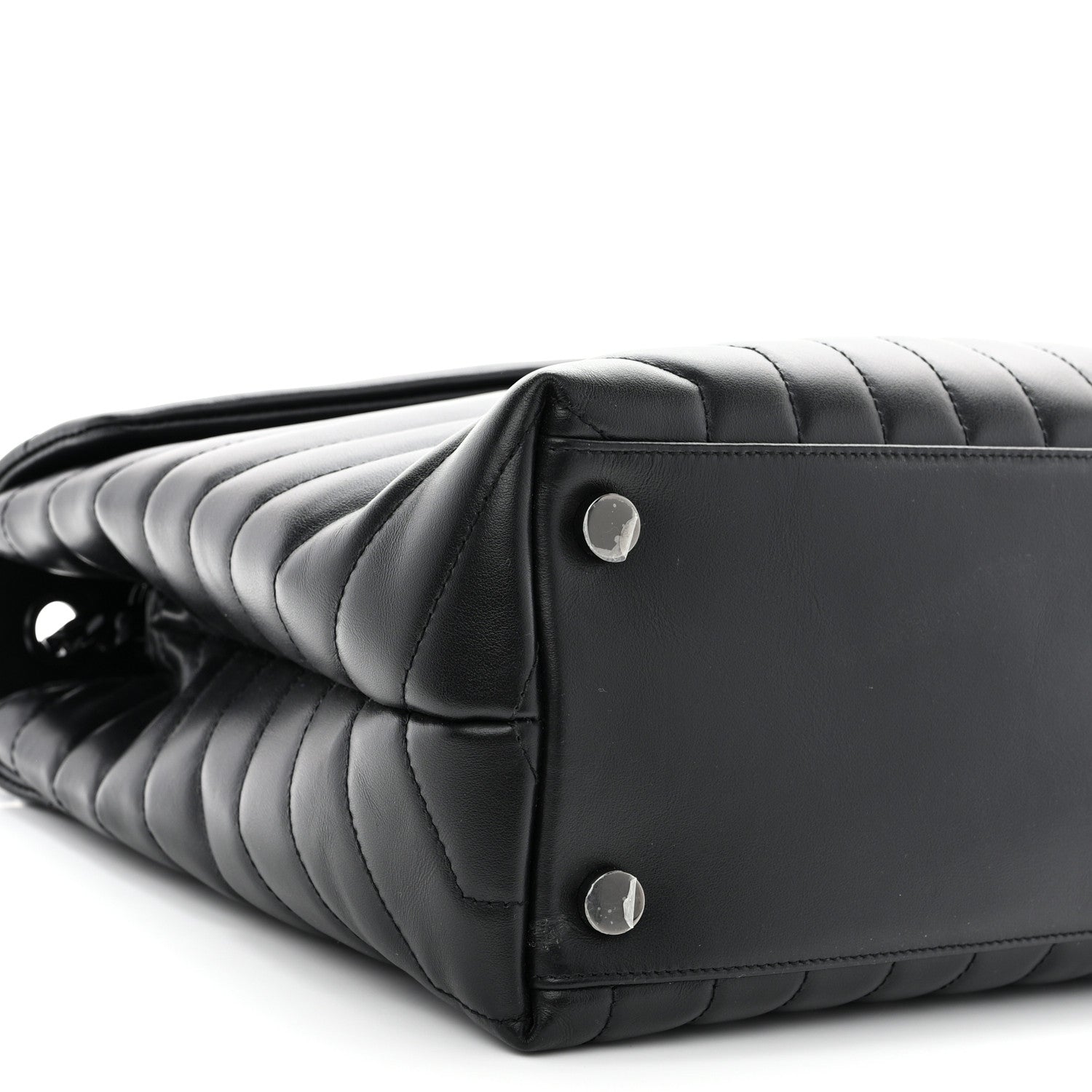 Saint Laurent Calfskin Y Quilted Monogram Monochrome Large Loulou Chain Satchel Black 10 of 12
