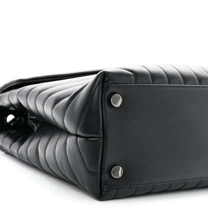 Saint Laurent Calfskin Y Quilted Monogram Monochrome Large Loulou Chain Satchel Black 10 of 12