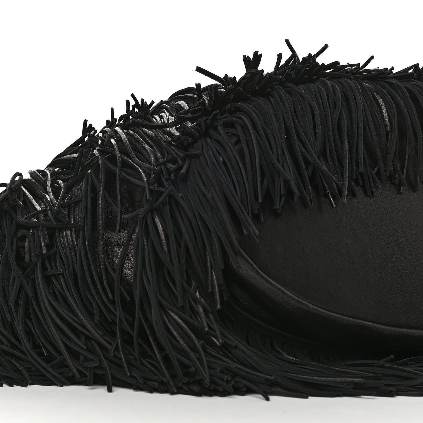 Calfskin Panier Fringe Tote Black