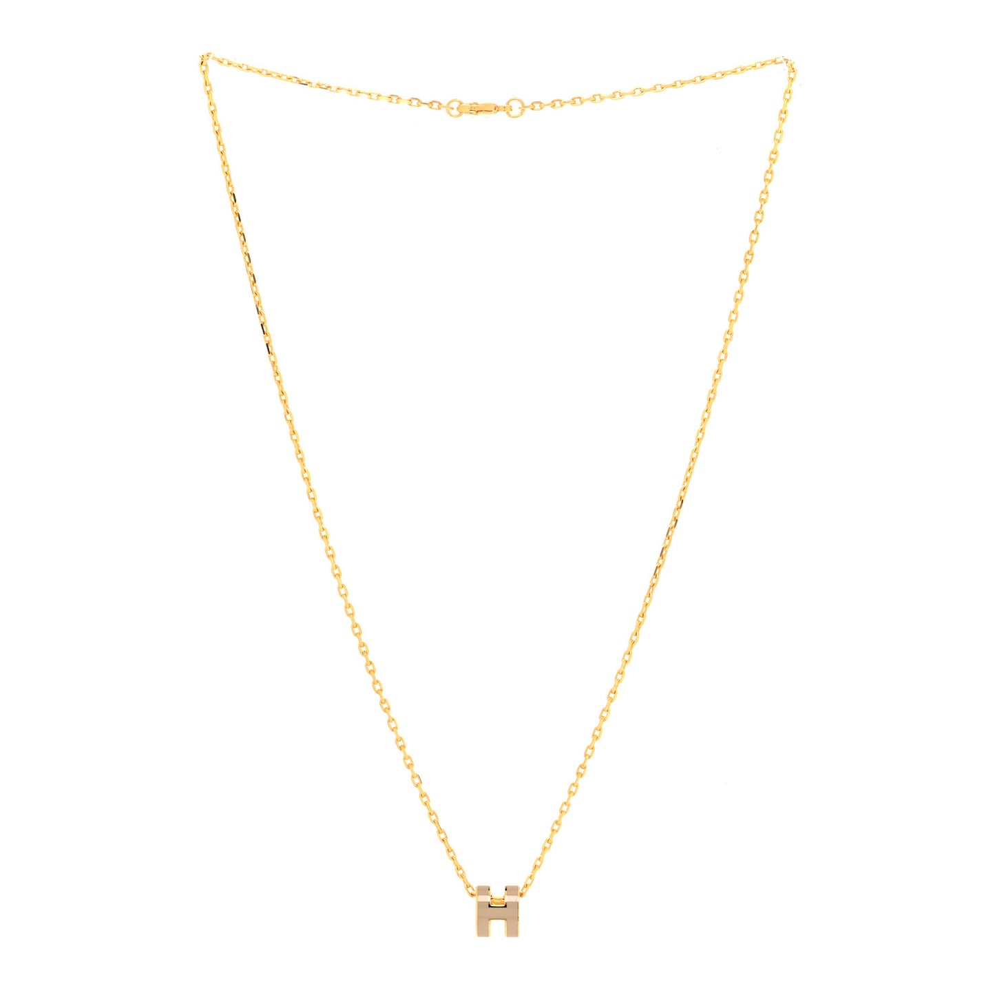 Lacquered Gold Mini Pop H Pendant Necklace Marron Glace