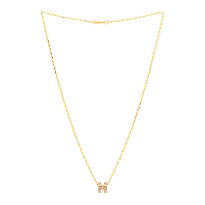 Hermes Lacquered Gold Mini Pop H Pendant Necklace Marron Glace 3 of 6