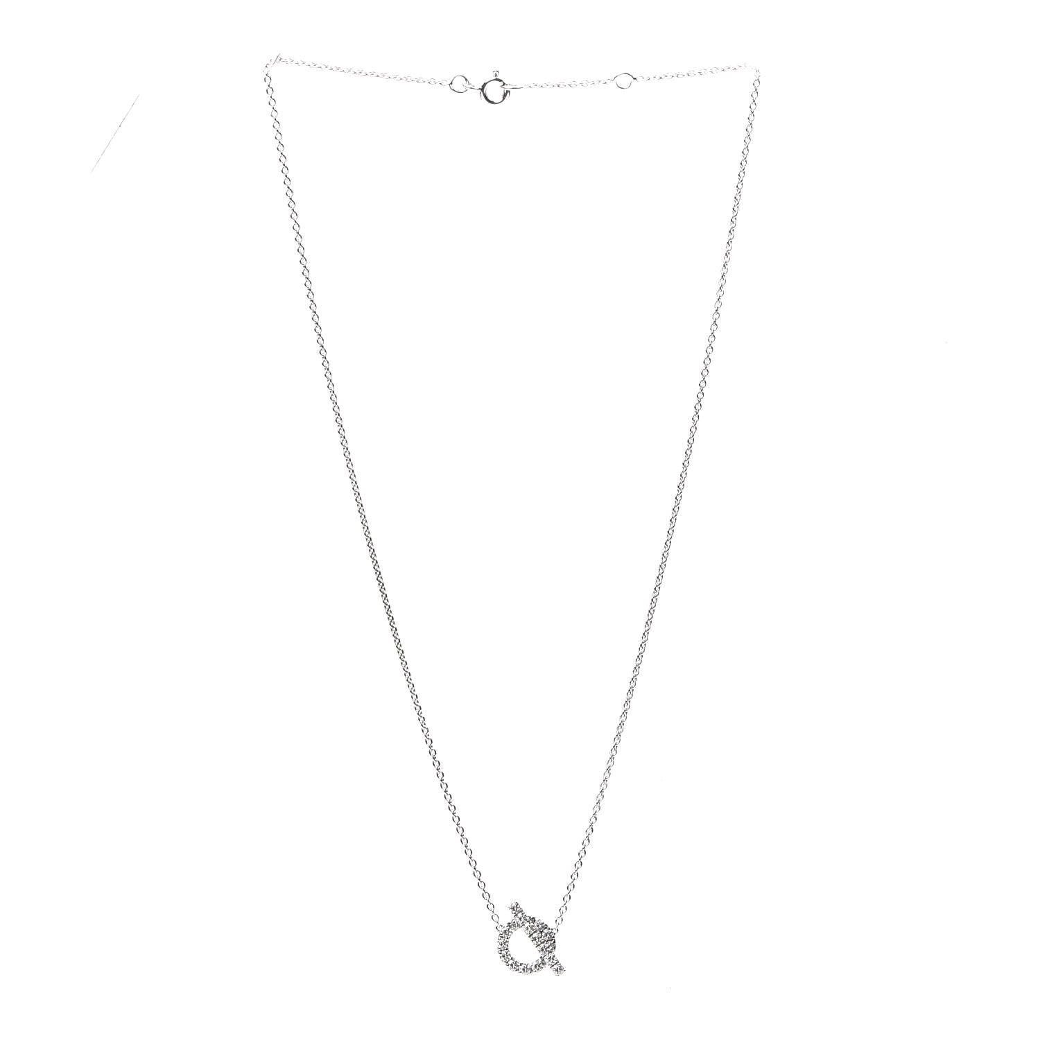 Hermes 18K White Gold Diamond Finesse Pendant Necklace 2 of 5