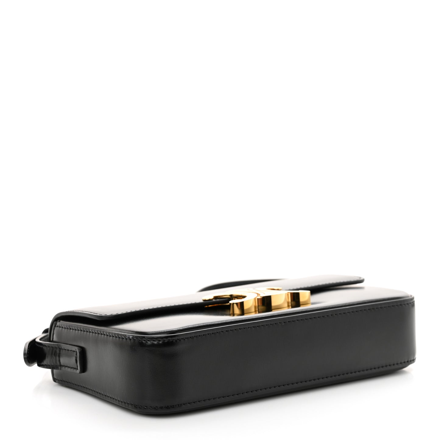 Shiny Calfskin Triomphe Shoulder Bag Black