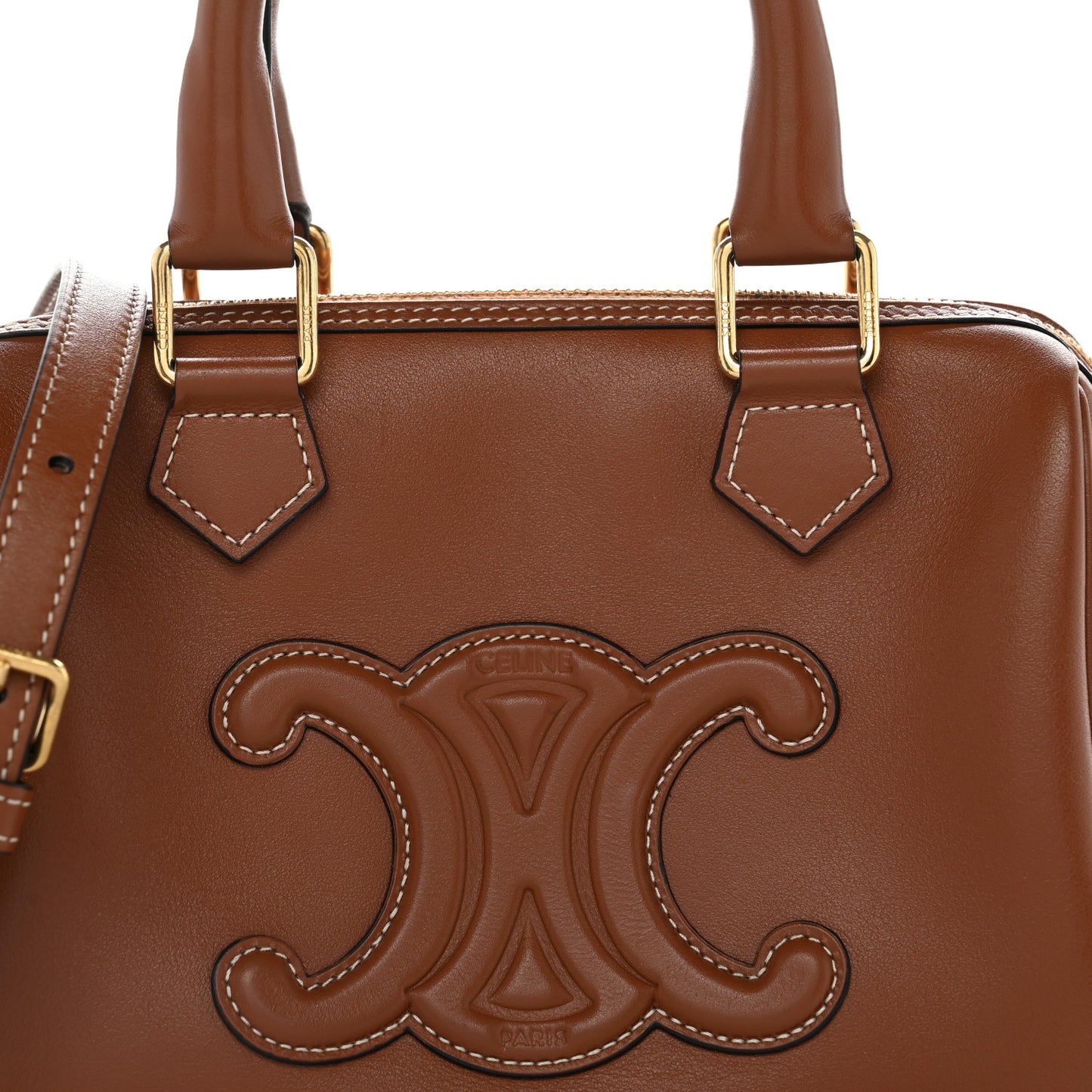 Smooth Calfskin Triomphe Small Boston Bag Tan