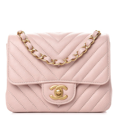 Chanel Caviar Chevron Quilted Mini Square Flap Light Pink 1 of 11