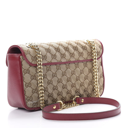 Gucci Monogram Azalea Calfskin Matelasse Diagonal Small GG Marmont Shoulder Bag Beige Ebony New Cherry Red 3 of 11