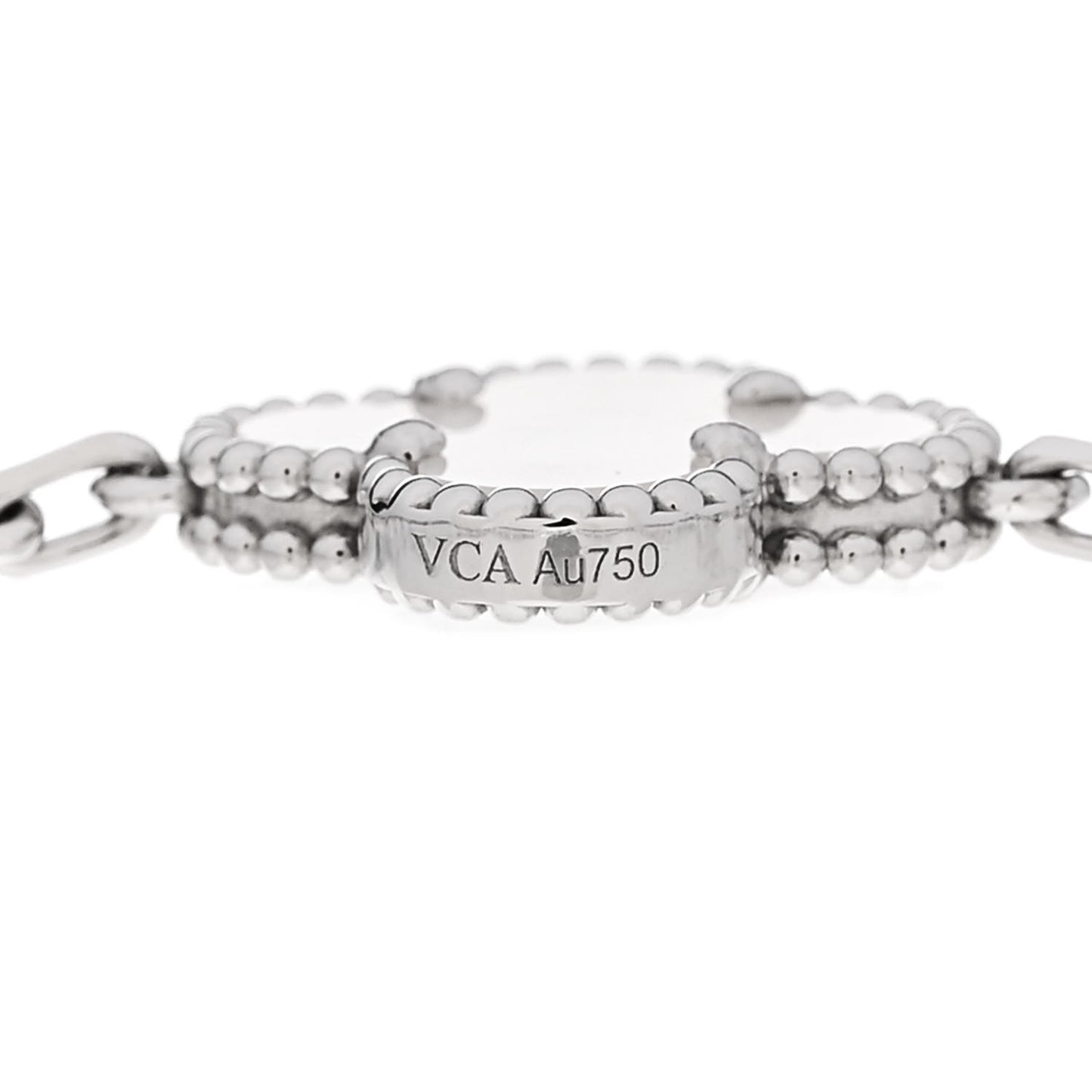 18K White Gold Mother of Pearl 5 Motifs Vintage Alhambra Bracelet