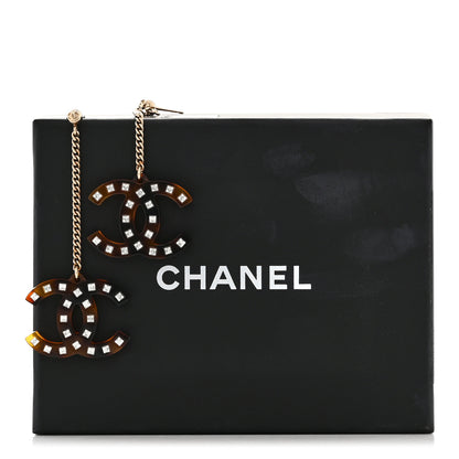 Chanel CC Crystal Drop Earrings Tortoise 5 of 5