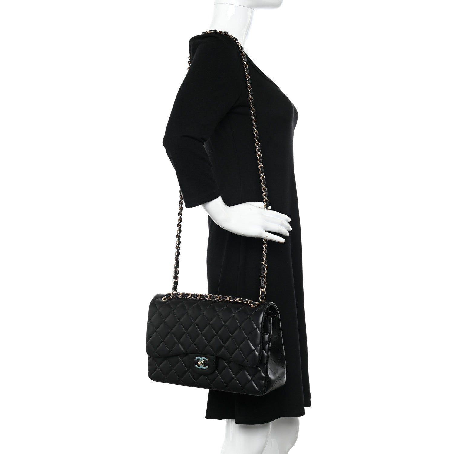 Chanel Lambskin Quilted Jumbo Double Flap Black 2 of 19