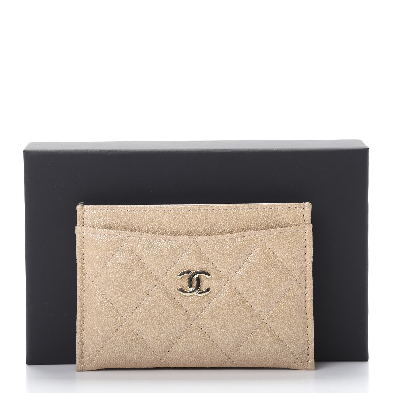 Chanel Iridescent Caviar Quilted Card Holder Beige 10 of 10