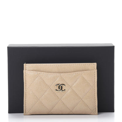 Chanel Iridescent Caviar Quilted Card Holder Beige 10 of 10