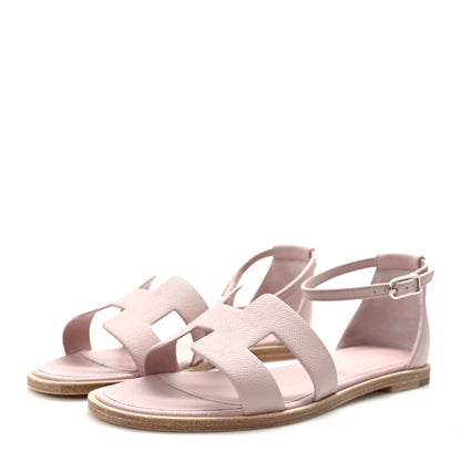 Hermes Epsom Santorini Sandals 37 Rose Porcelaine 3 of 9