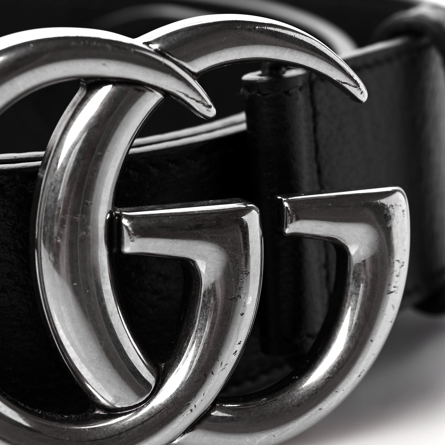 Gucci Textured Dollar Calfskin Nickel Double G 40mm Belt 70 28 Black 3 of 6