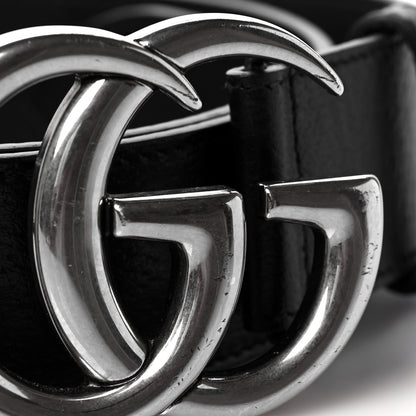 Gucci Textured Dollar Calfskin Nickel Double G 40mm Belt 70 28 Black 3 of 6
