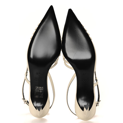 Gucci Patent Regents Slingback Pumps 37.5 New Ivoire 6 of 10