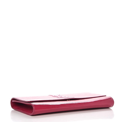Saint Laurent Textured Patent Monogram Large Belle De Jour Clutch Fuchsia 4 of 7