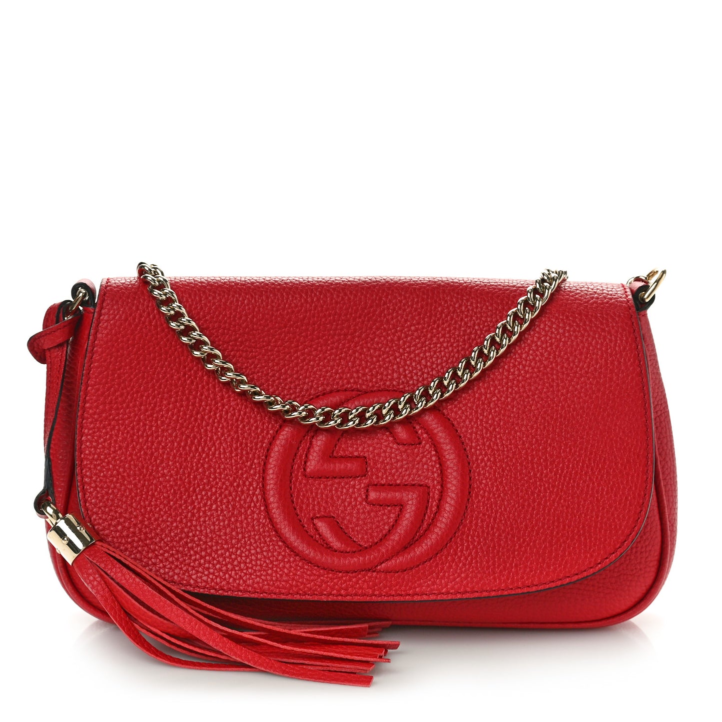 Pebbled Calfskin Medium Soho Flap Crossbody Vibrant Red