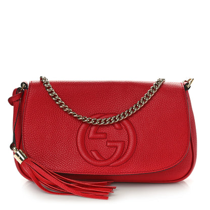 Gucci Pebbled Calfskin Medium Soho Flap Crossbody Vibrant Red 1 of 11
