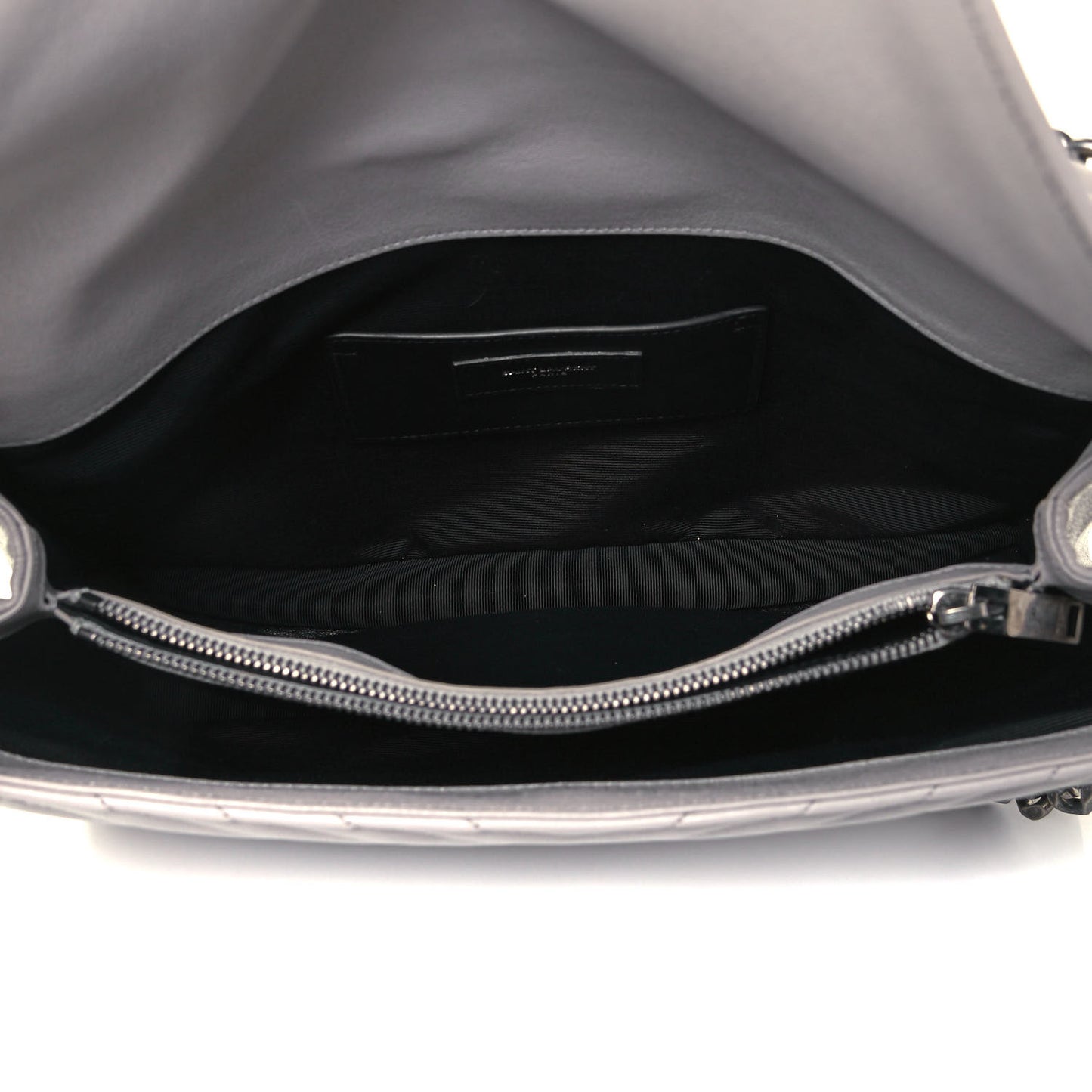 Sheepskin Matelasse Chevron Monogram Large College Satchel Light Grey