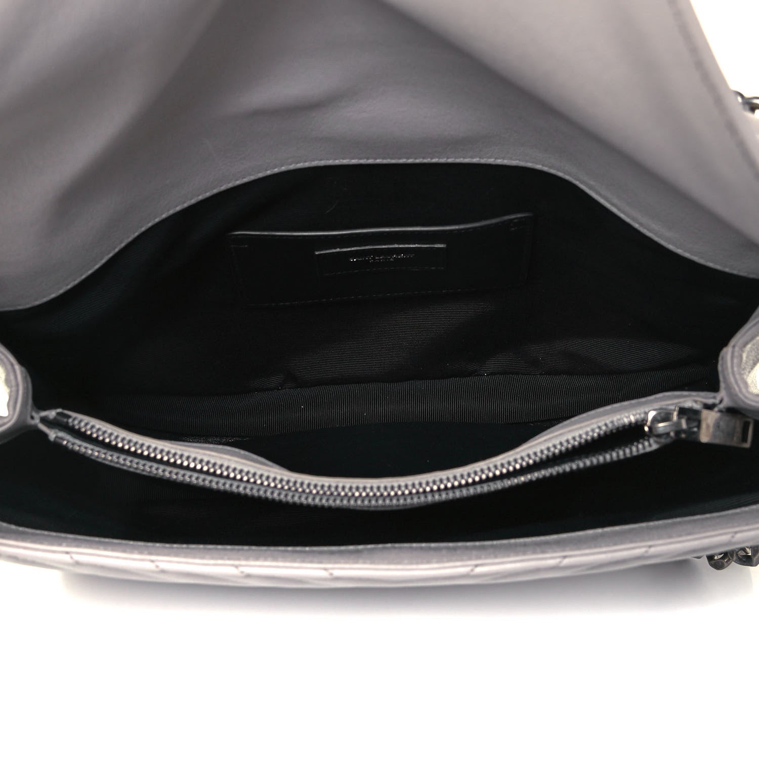 Saint Laurent Sheepskin Matelasse Chevron Monogram Large College Satchel Light Grey 5 of 9