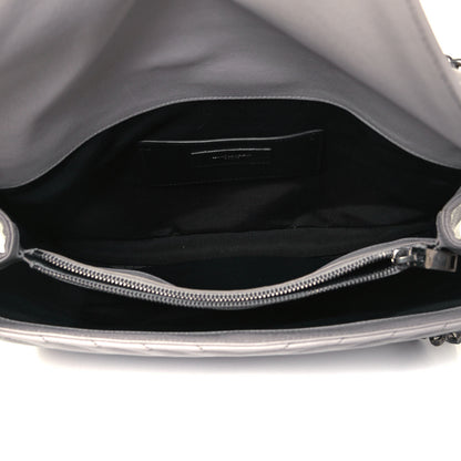 Saint Laurent Sheepskin Matelasse Chevron Monogram Large College Satchel Light Grey 5 of 9