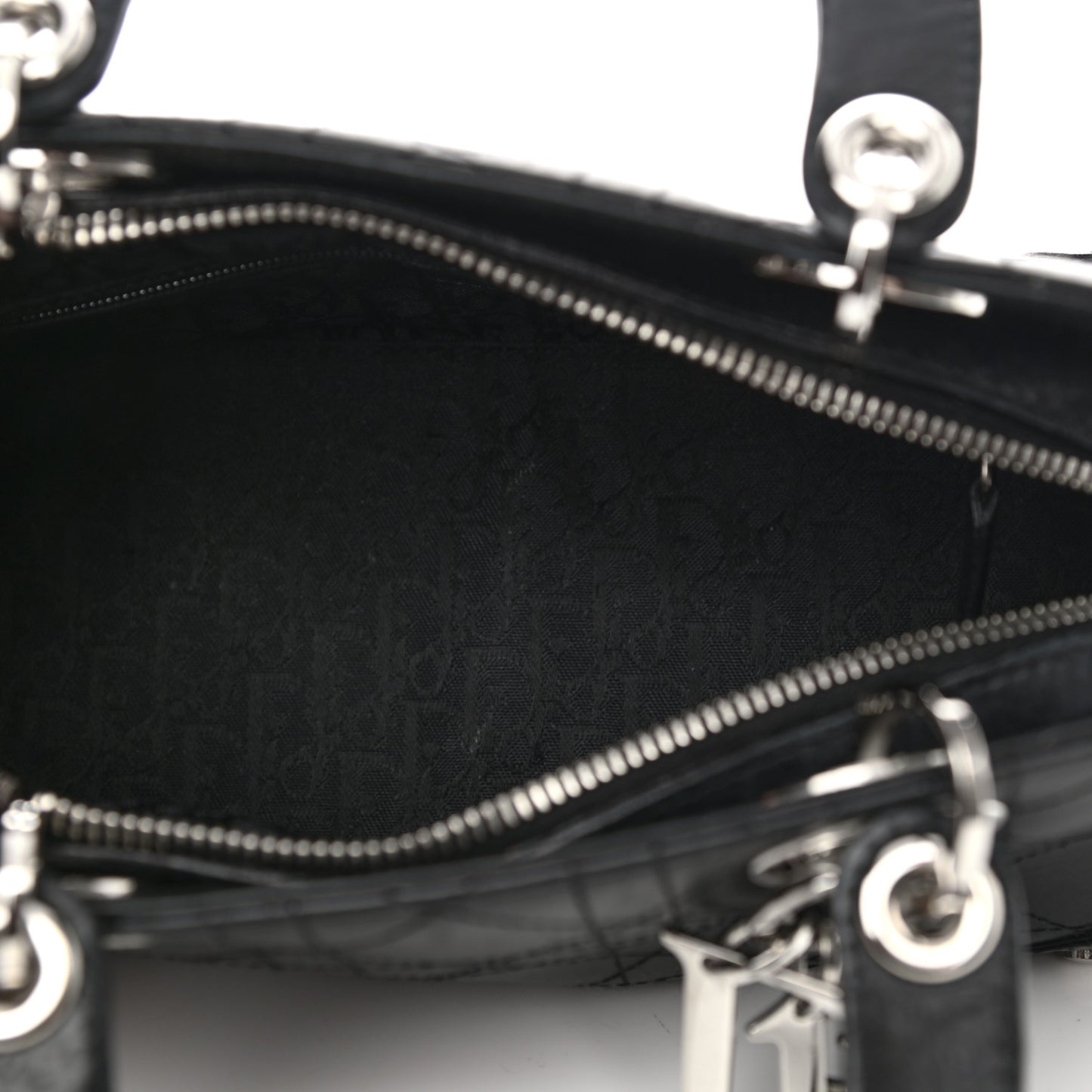 Calfskin Cannage Stitched Small Lady East West Lady Dior Black