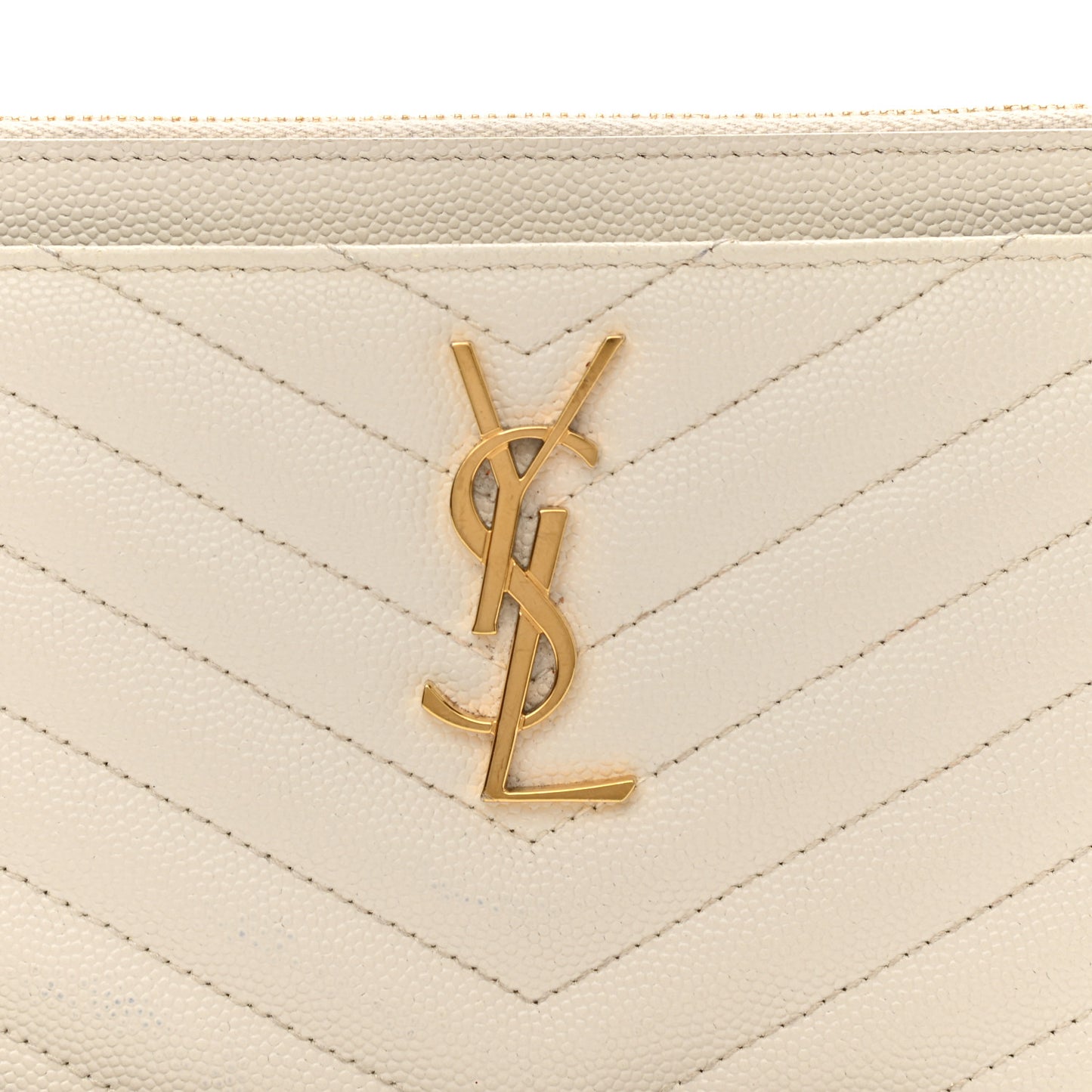 Grain De Poudre Chevron Monogram Large Bill Pouch Blanc Vintage
