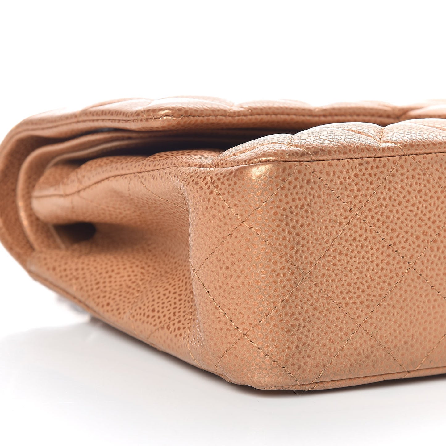 Metallic Caviar Quilted Medium Double Flap Copper