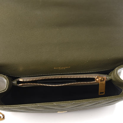 Saint Laurent Sheepskin Matelasse Chevron Monogram Medium College Bag Military Green 5 of 9