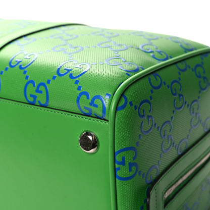 Gucci Calfskin GG Tennis Embossed Large Duffle Bag Joy Green Joy Blue 9 of 12