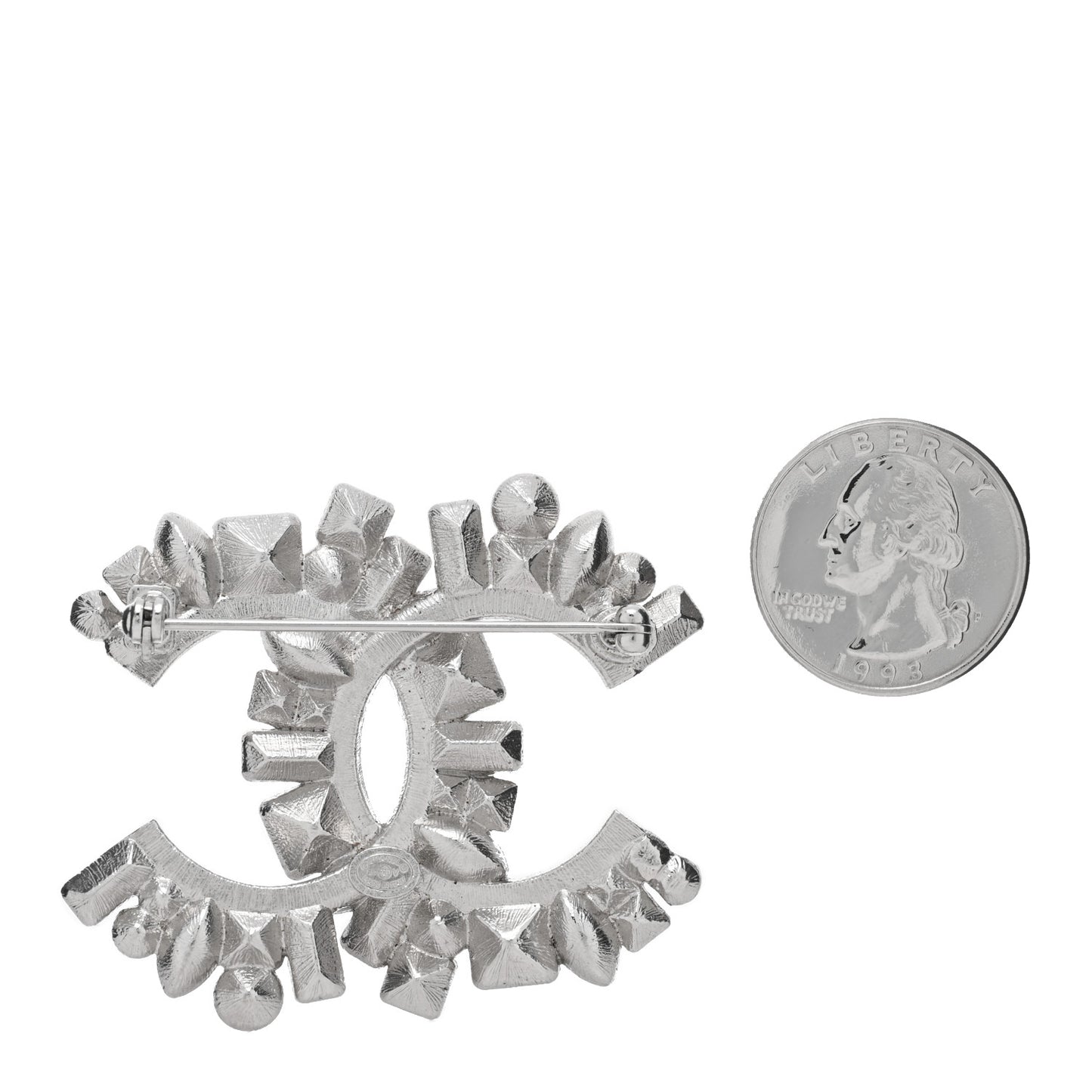 Baguette Crystal CC Brooch Black Silver