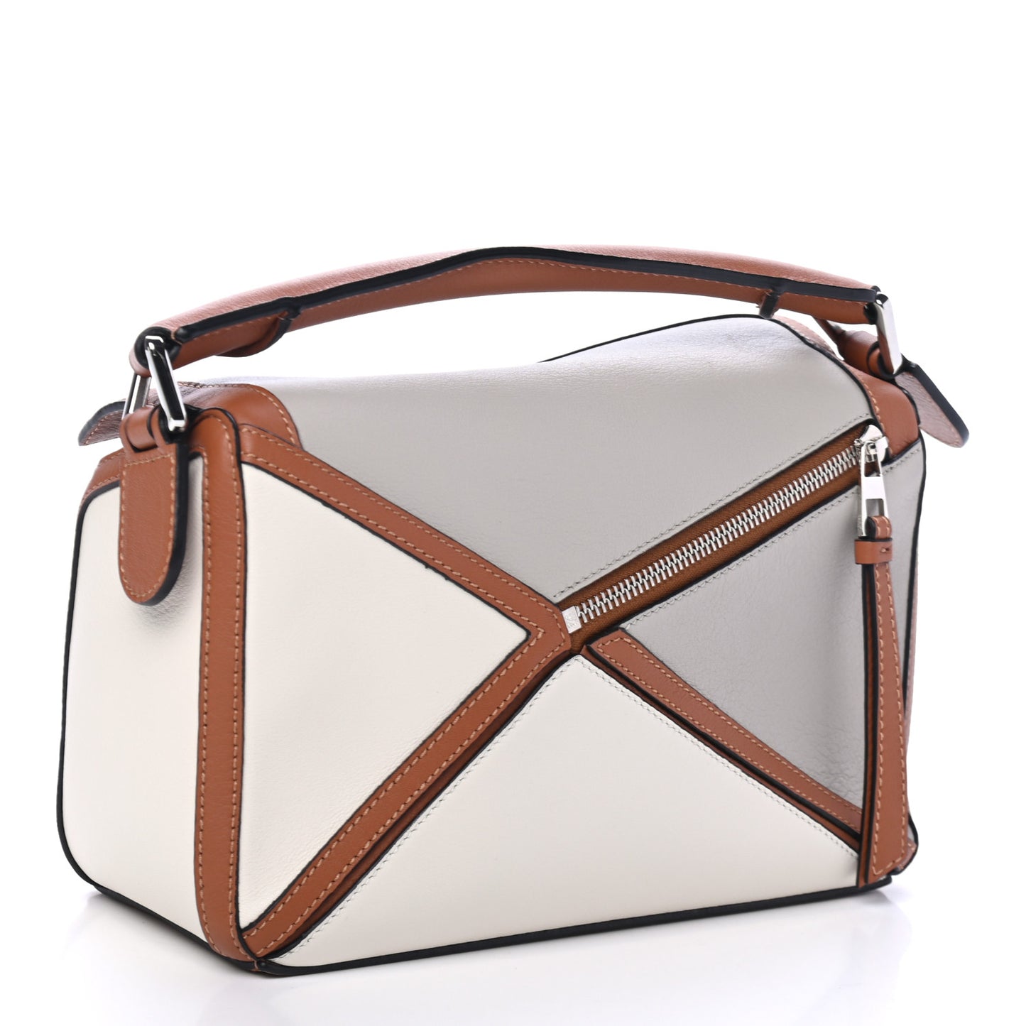 Calfskin Small Graphic Puzzle Bag Ghost Soft White