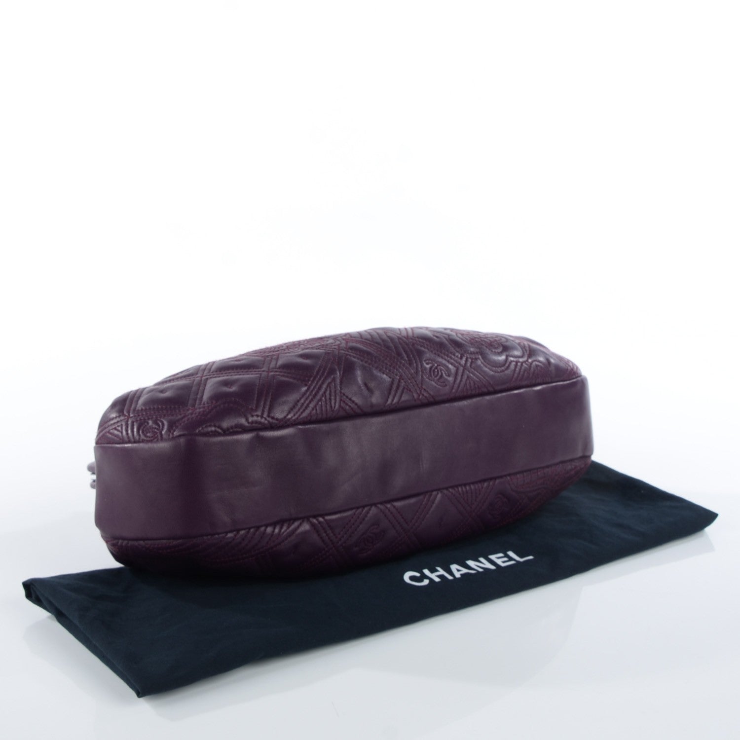 Chanel Lambskin Embroidered Frame Bag Violet Fonce 4 of 8