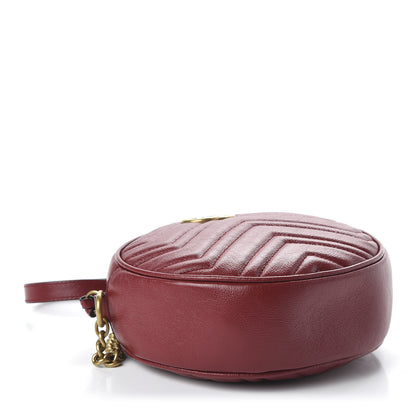 Gucci Glazed Calfskin Matelasse Heart Mini GG Marmont Round Shoulder Bag Romantic Cerise 4 of 10
