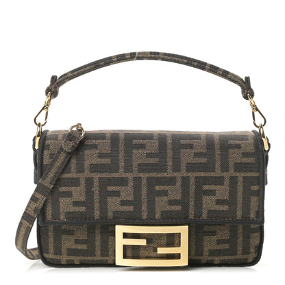 Fendi Fabric Jacquard FF 1974 Mini Baguette Tobacco Moro Black 1 of 11