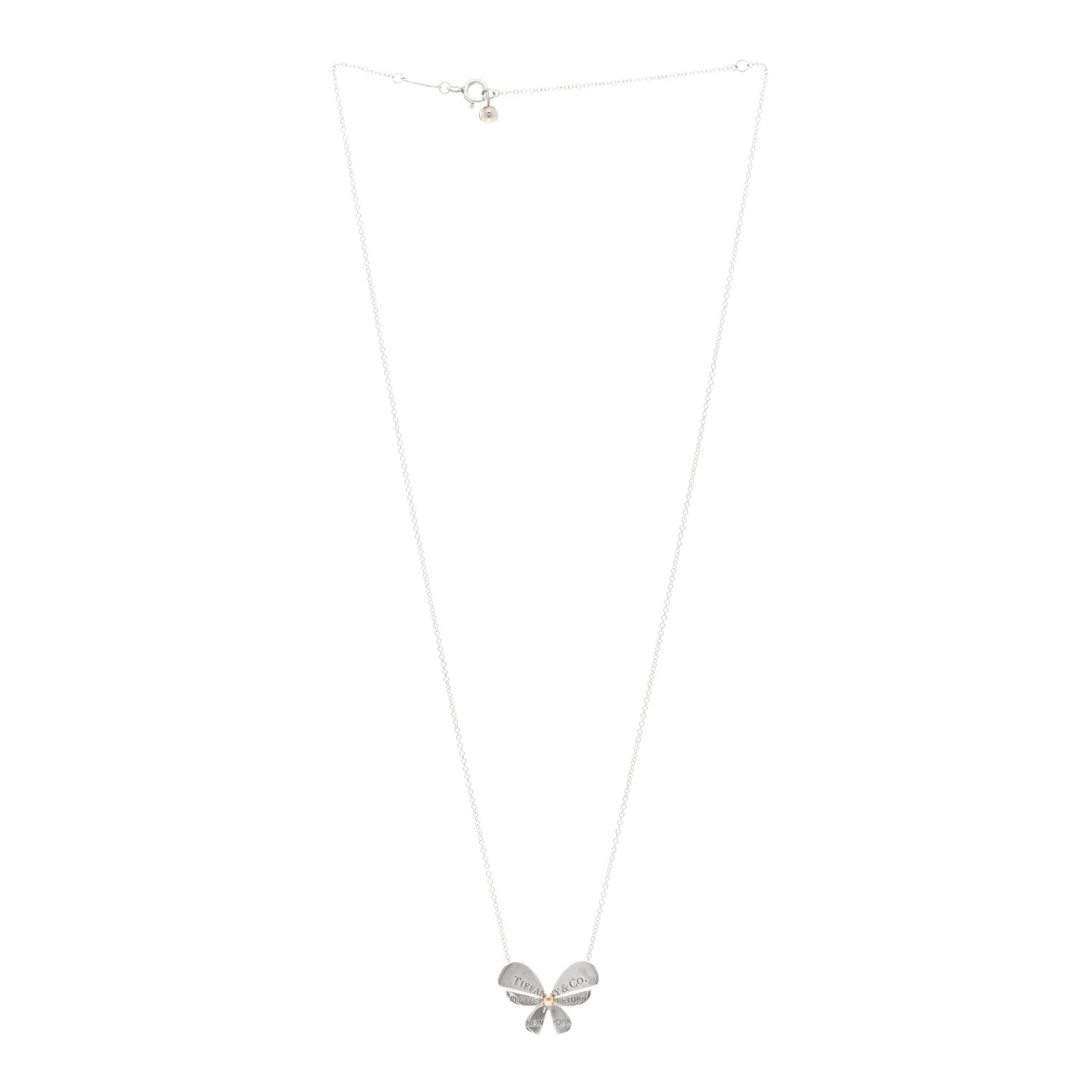 Sterling Silver 18K Rose Gold Return to Tiffany Love Bugs Butterfly Pendant Necklace