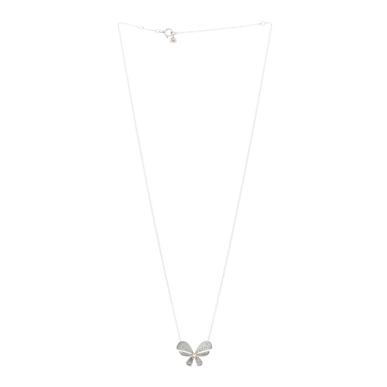 Tiffany Sterling Silver 18K Rose Gold Return to Tiffany Love Bugs Butterfly Pendant Necklace 3 of 4