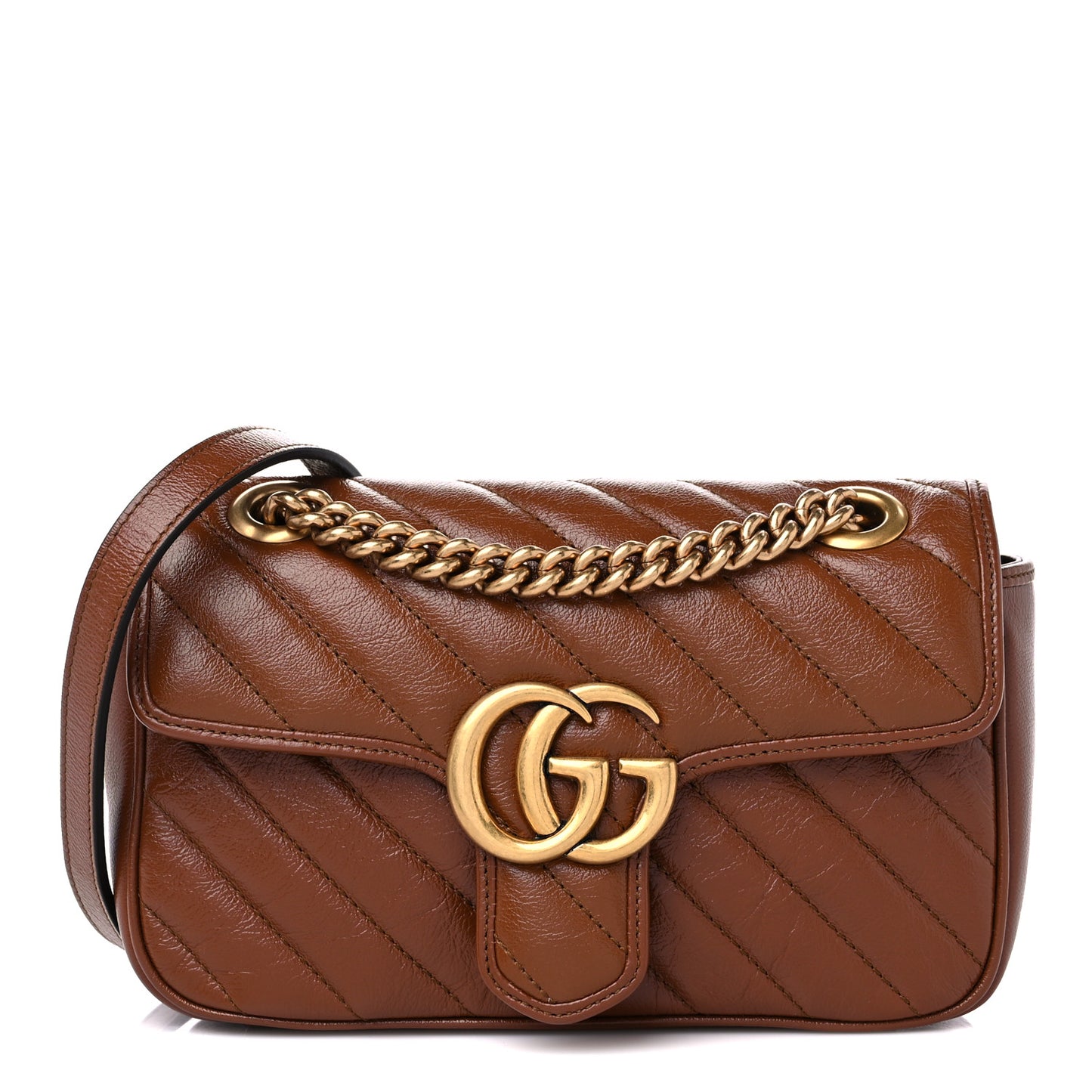 Azalea Calfskin Matelasse Diagonal Mini GG Marmont Shoulder Bag Cuir