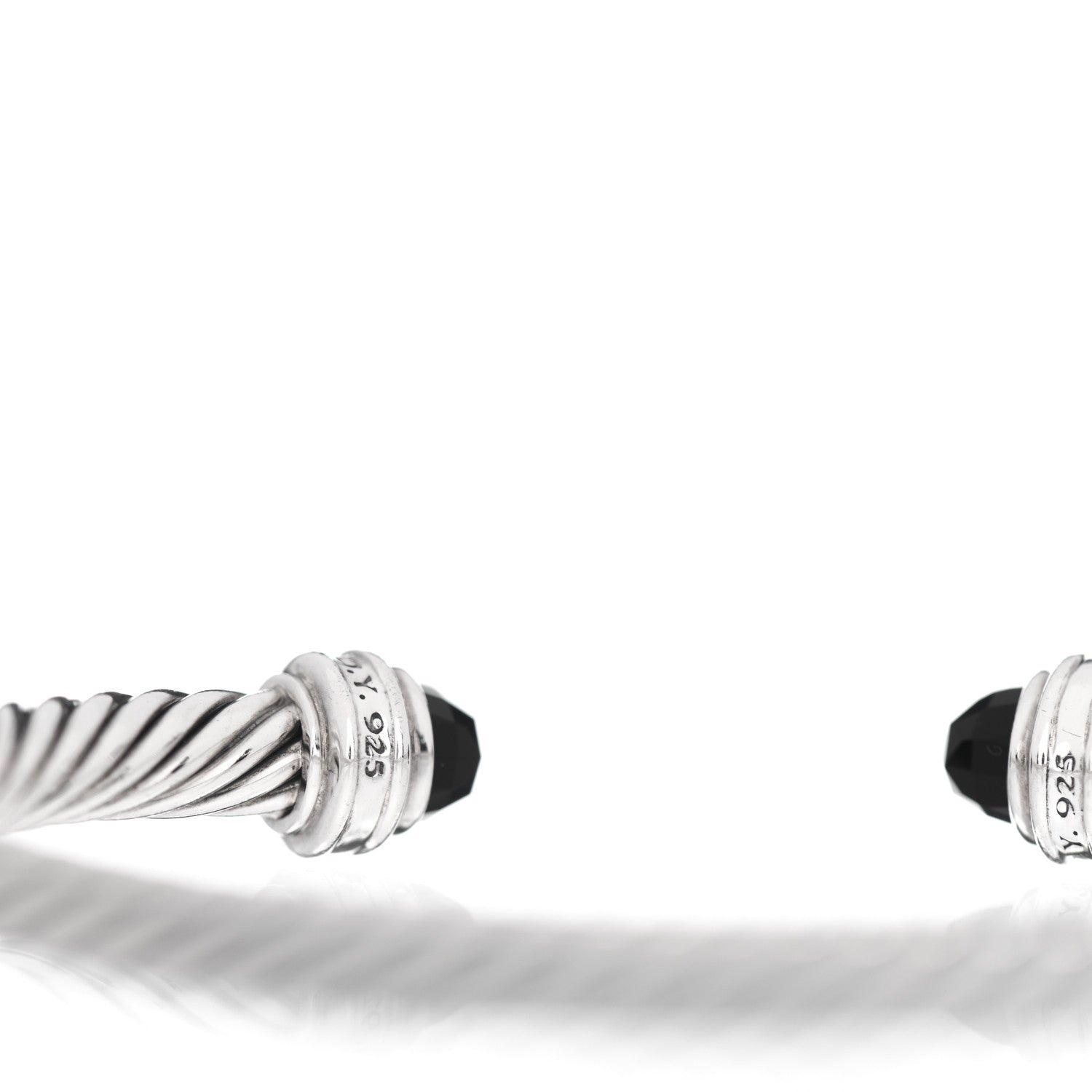 David Yurman Sterling Silver Diamond Black Onyx 5mm Cable Classics Princess Bracelet 4 of 4