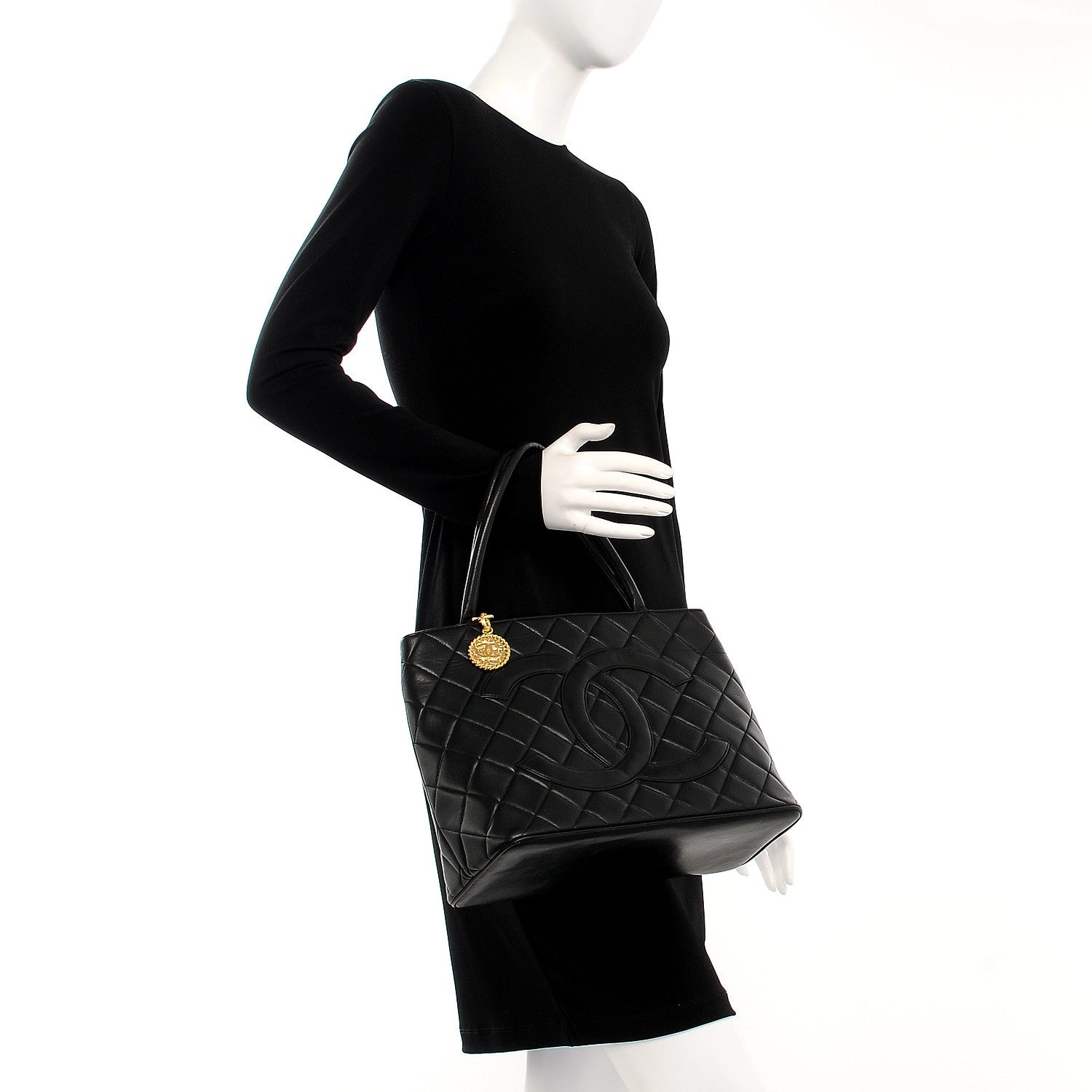 Chanel Lambskin Quilted Medallion Tote Black 2 of 10