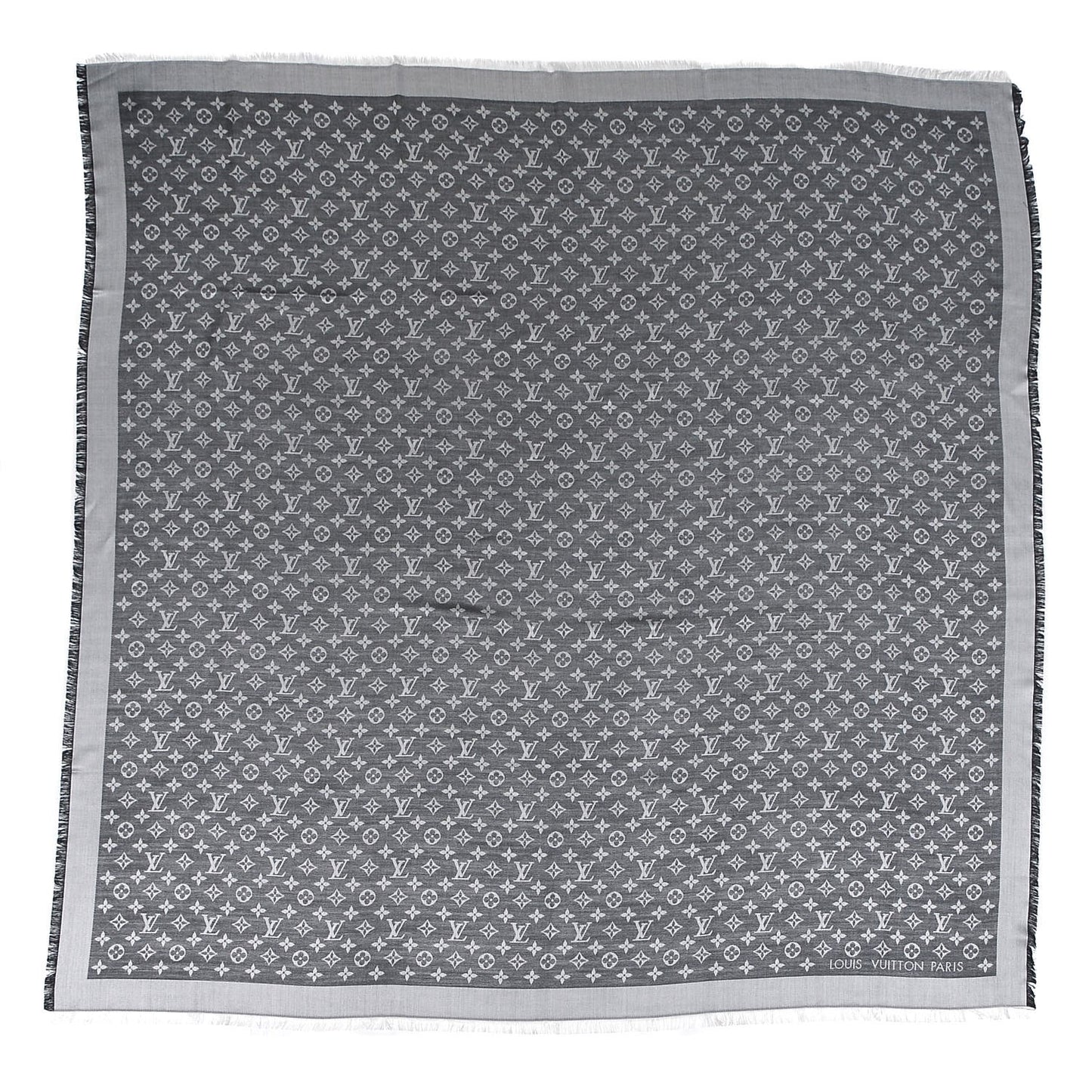 Silk Wool Monogram Denim Shawl Blue