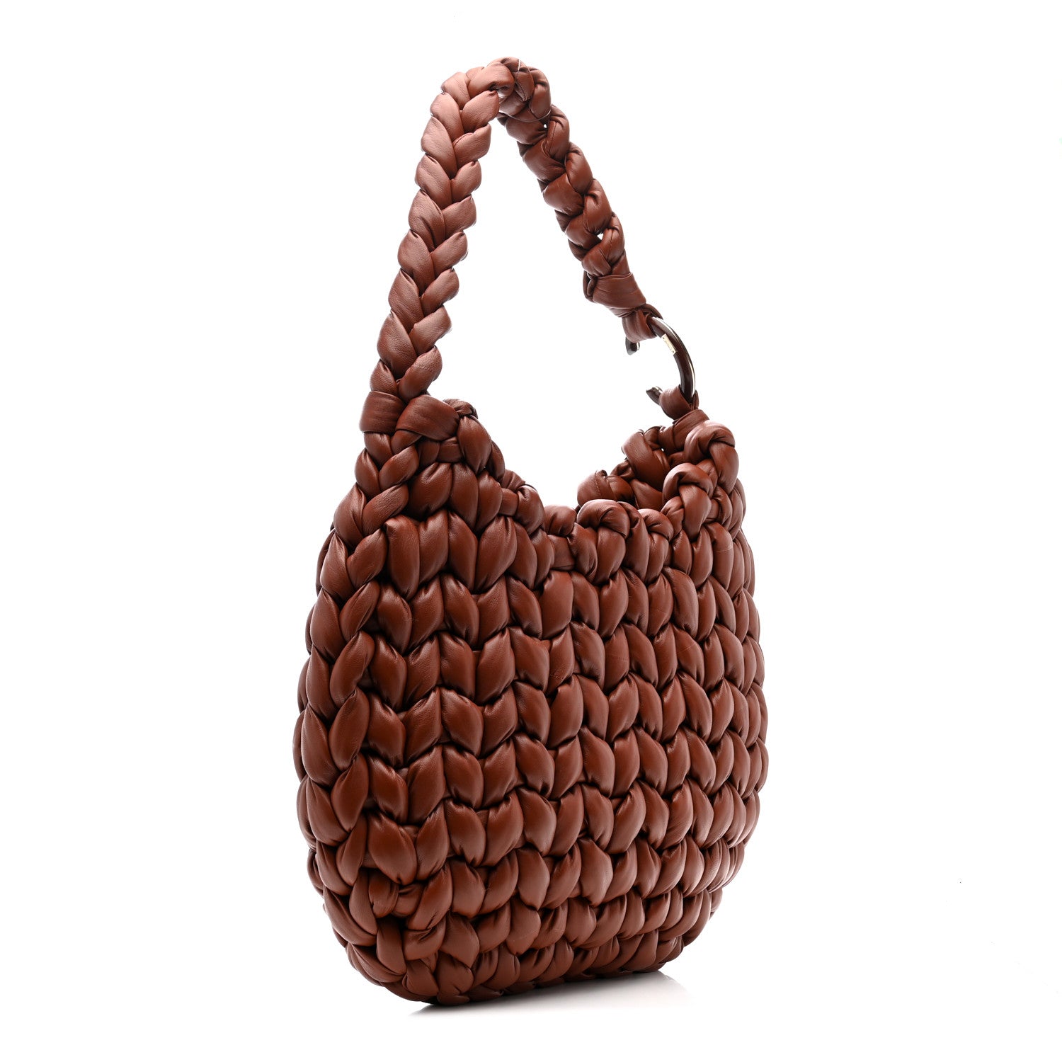 Chloe Lambskin Woven Wooden C Shoulder Bag Sepia Brown 4 of 12