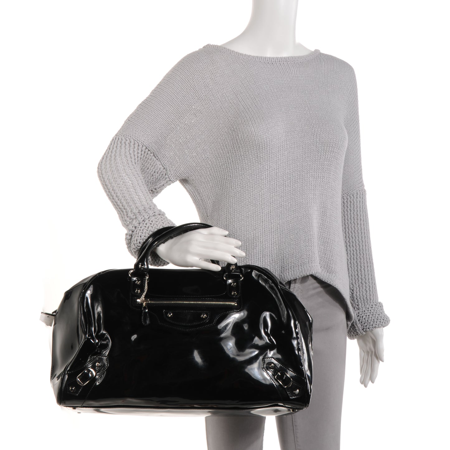 Patent Leather Bowling MM Bag Black