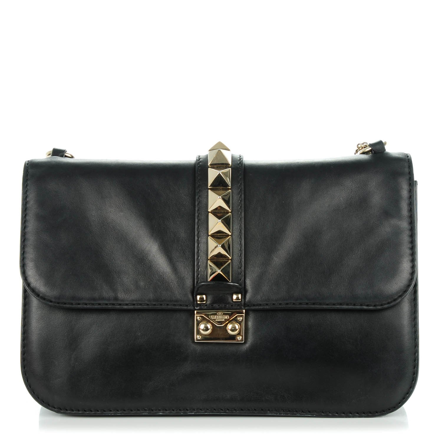 Valentino Garavani Vitello Large Glam Lock Rockstud Flap Black 1 of 7