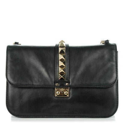 Valentino Garavani Vitello Large Glam Lock Rockstud Flap Black 1 of 7