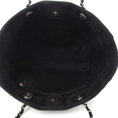 Chanel Mixed Fibers Striped Small Deauville Tote Black 5 of 10