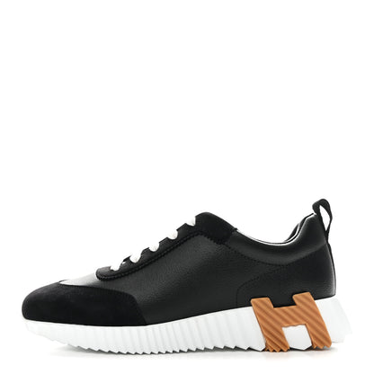Hermes Goatskin Suede Goatskin Bouncing Sneakers 38.5 Black 1 of 10